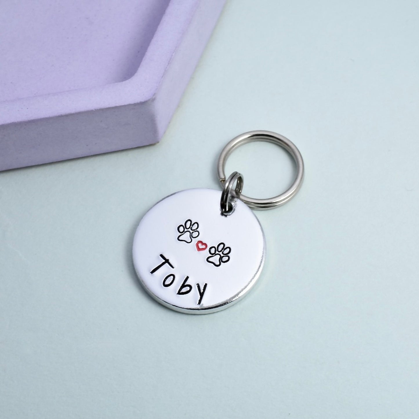 Pet Name Keyring • Personalised Key Ring With Pets Name • Dog's Name • Cat's Name • Pet Tag • Small Key Chain • Animal Tag