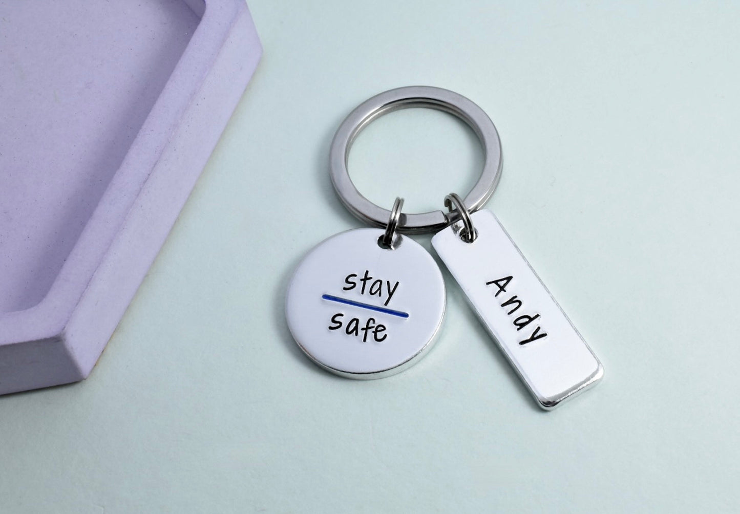 Thin Blue Line Keyring • Police Officer Gift • Personalised Policing Gift • Stay Safe • First Responder Gift • Special Constable Gift • PCSO