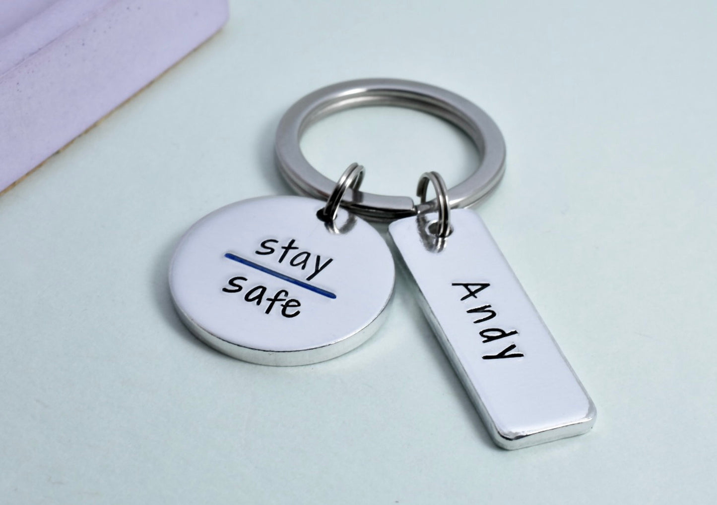 Thin Blue Line Keyring • Police Officer Gift • Personalised Policing Gift • Stay Safe • First Responder Gift • Special Constable Gift • PCSO