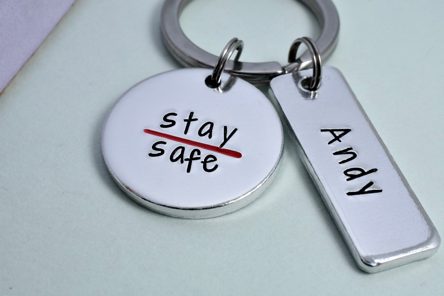 Thin Red Line Keyring • Firefighter  Gift • Personalised Fire and Rescue Gift • Stay Safe • First Responder Gift • Fireman • Firewoman