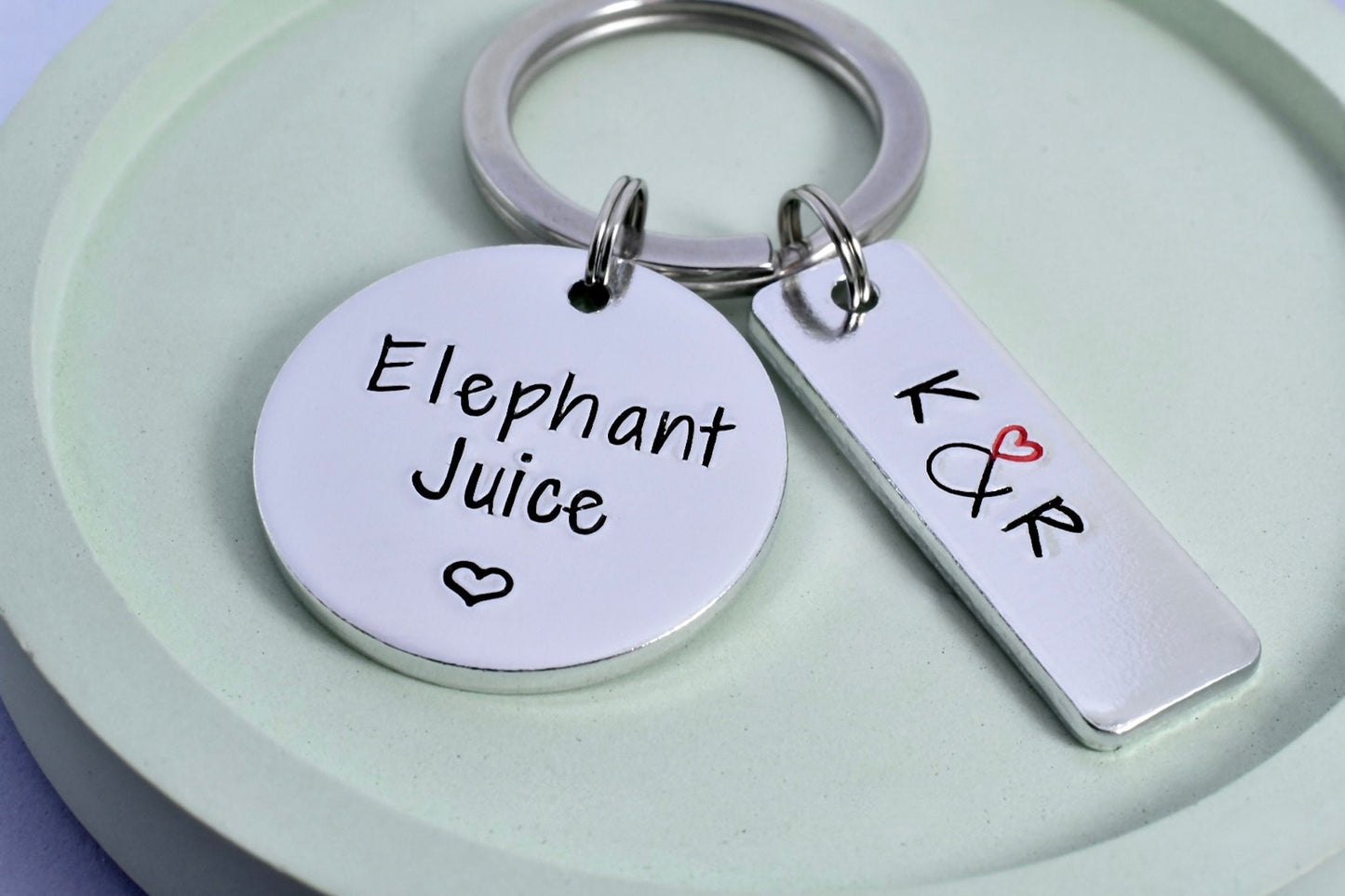 Elephant Juice Keyring • Personalised Couple's Gift • Friendship Present • Initial's Keychain • I Love You • Cute Couple's• Valentines Gift