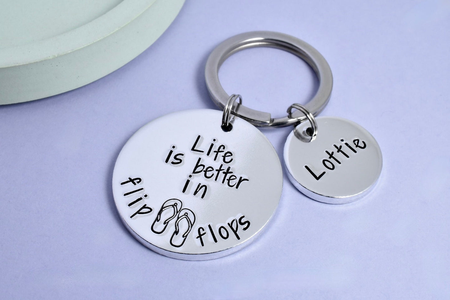 Life Is Better In Flip Flops Keyring • Personalised Sun Worshipper Key Ring • Beach Lover Gift • Gift For Someone Who Loves Holidays