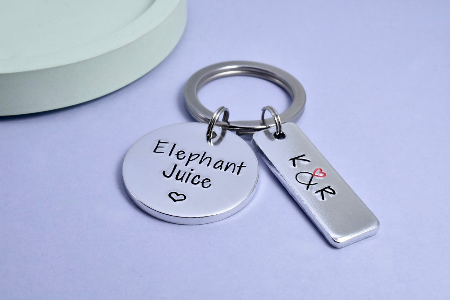 Elephant Juice Keyring • Personalised Couple's Gift • Friendship Present • Initial's Keychain • I Love You • Cute Couple's• Valentines Gift
