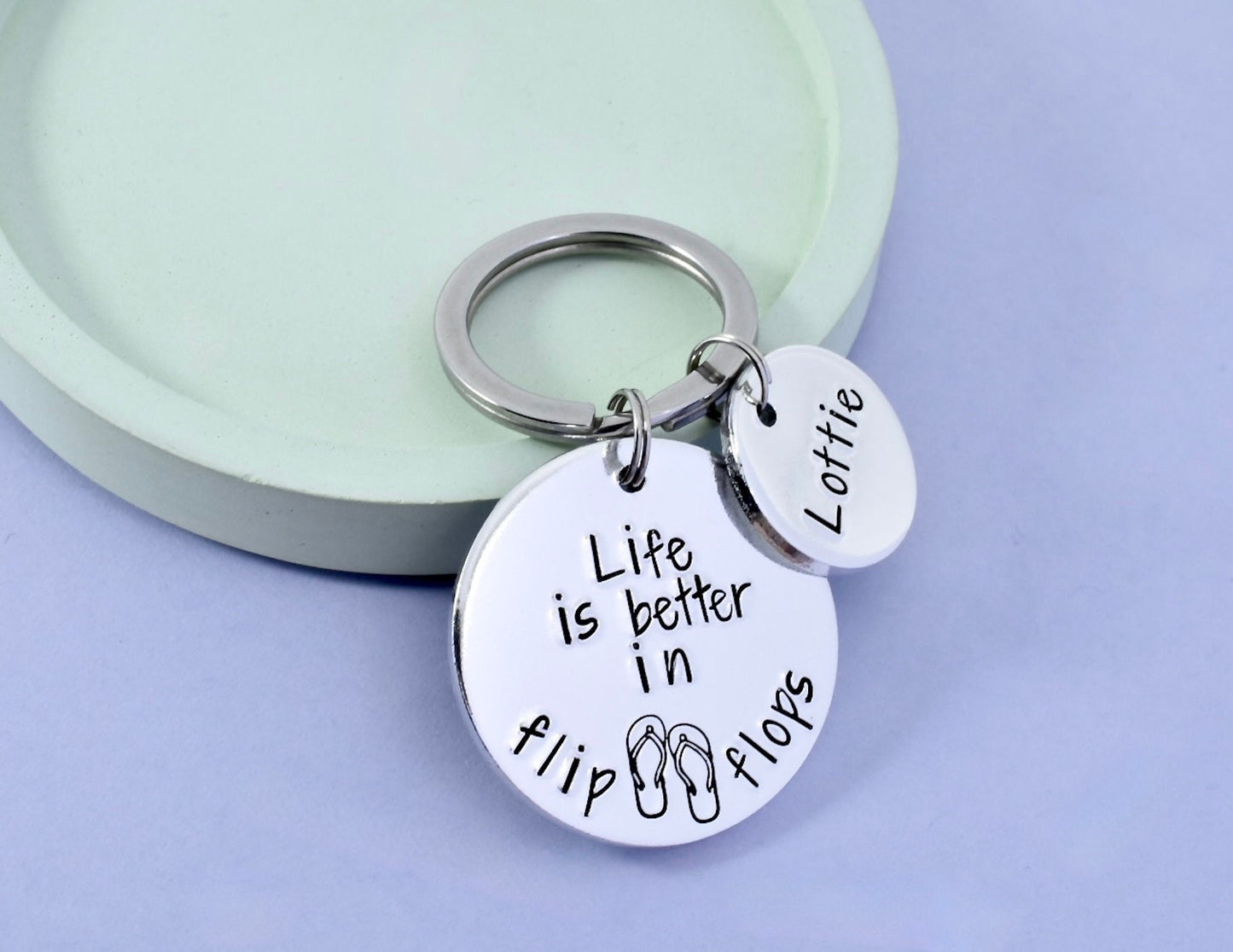 Life Is Better In Flip Flops Keyring • Personalised Sun Worshipper Key Ring • Beach Lover Gift • Gift For Someone Who Loves Holidays