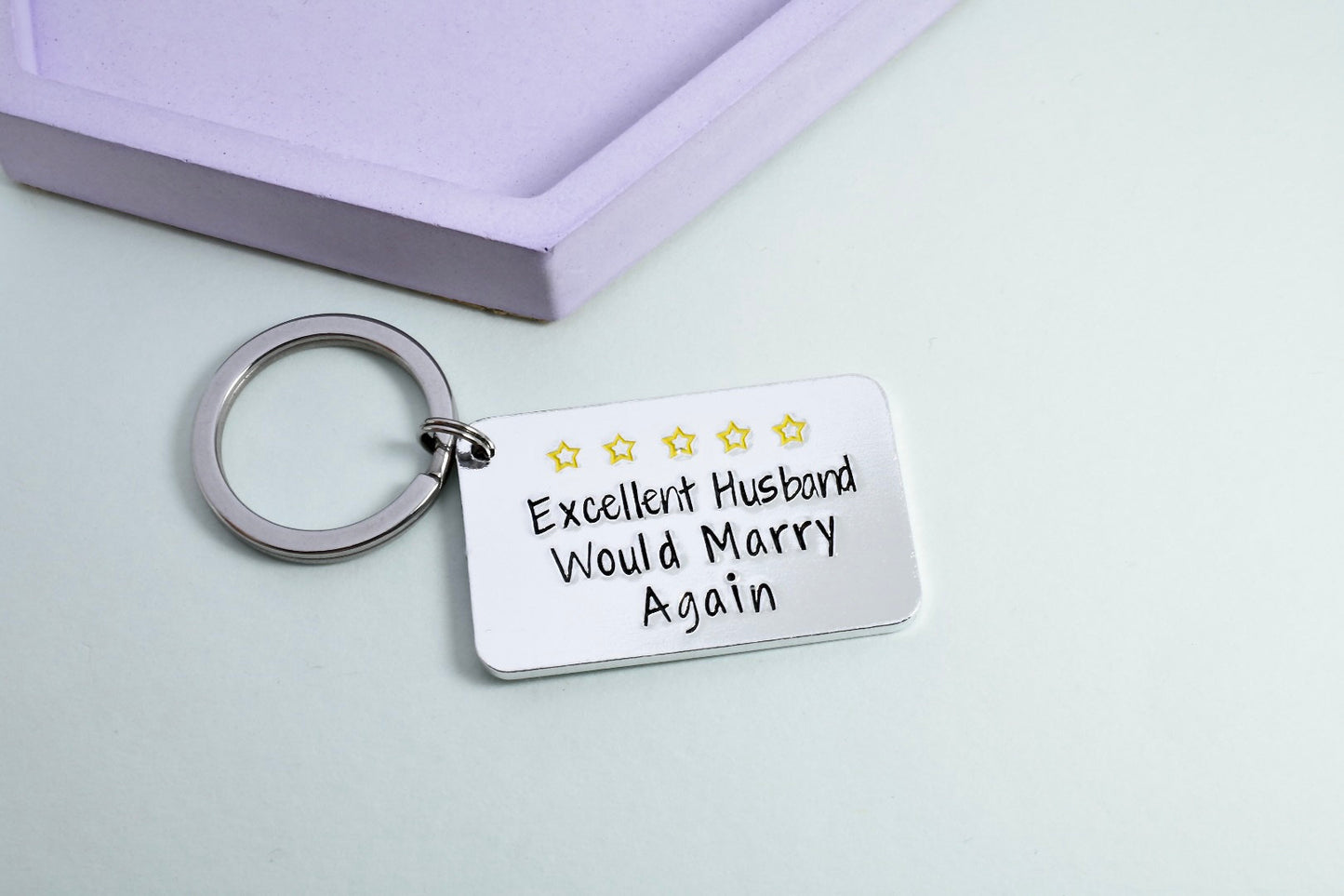 Excellent Husband, Would Marry Again Keyring • Gift For Husband or Wife • Funny Valentines Day Gift • 5 Star • Husband Review Key Chain