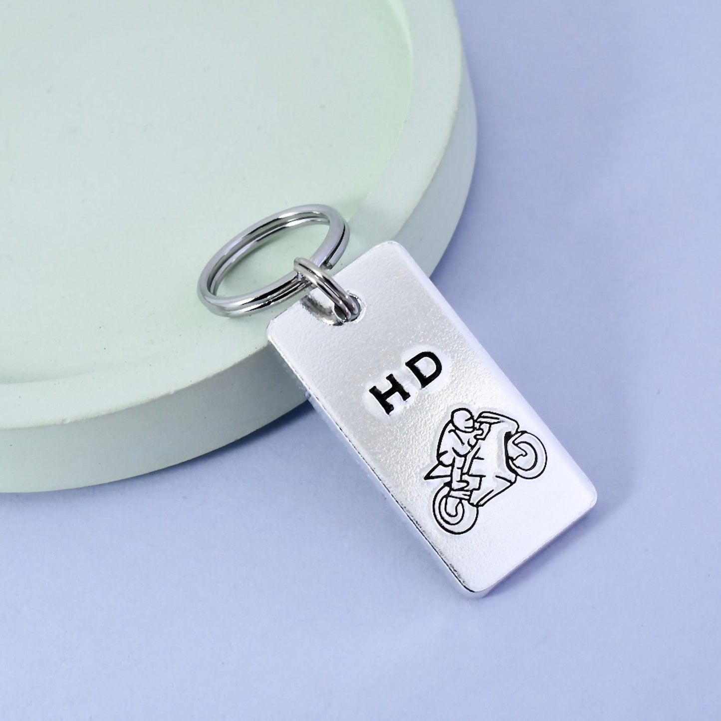 Personalised Motorbike Keyring • Motorcycle Key Ring • Personalised With Biker Initials • Superbike Fan • Motorcyclist Gift • Bikie Gift