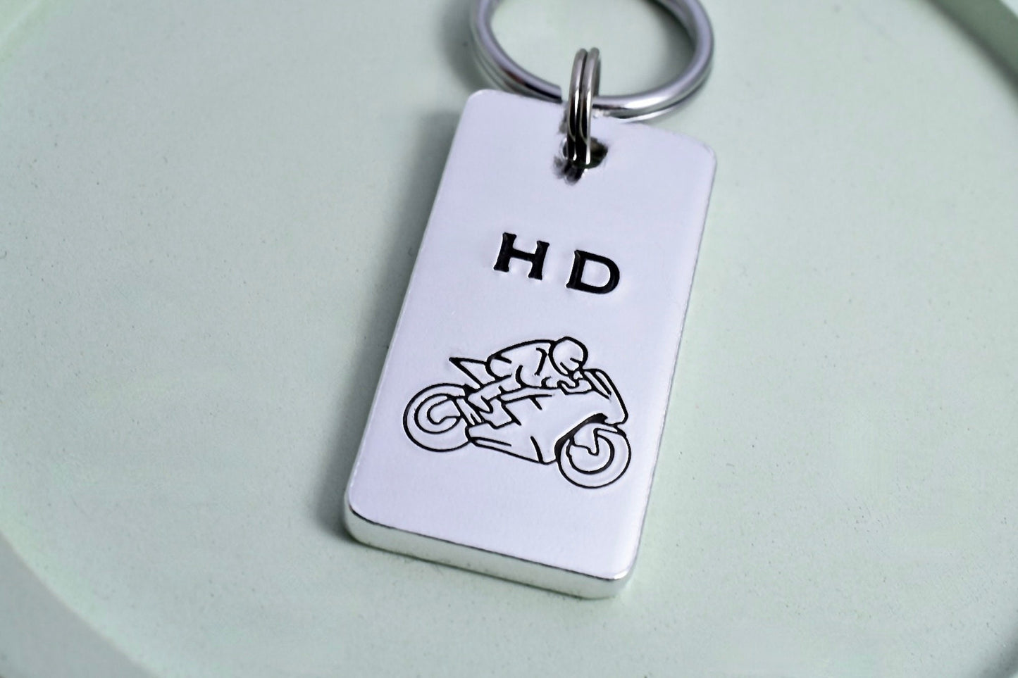 Personalised Motorbike Keyring • Motorcycle Key Ring • Personalised With Biker Initials • Superbike Fan • Motorcyclist Gift • Bikie Gift