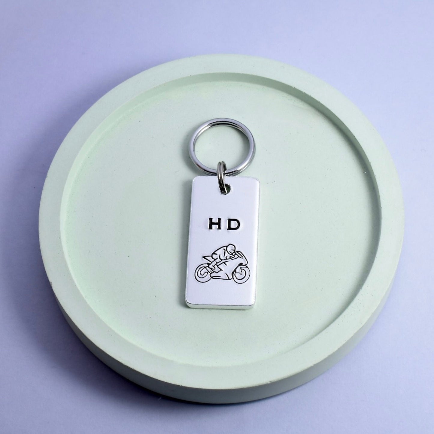 Personalised Motorbike Keyring • Motorcycle Key Ring • Personalised With Biker Initials • Superbike Fan • Motorcyclist Gift • Bikie Gift