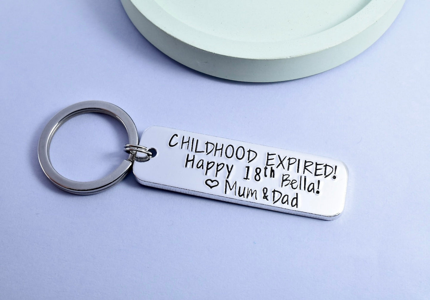 Childhood Expired Keyring • Happy 18th Key Ring • Funny Eighteenth Birthday Gift • Joke 18th Birthday Present • Personalised Gift