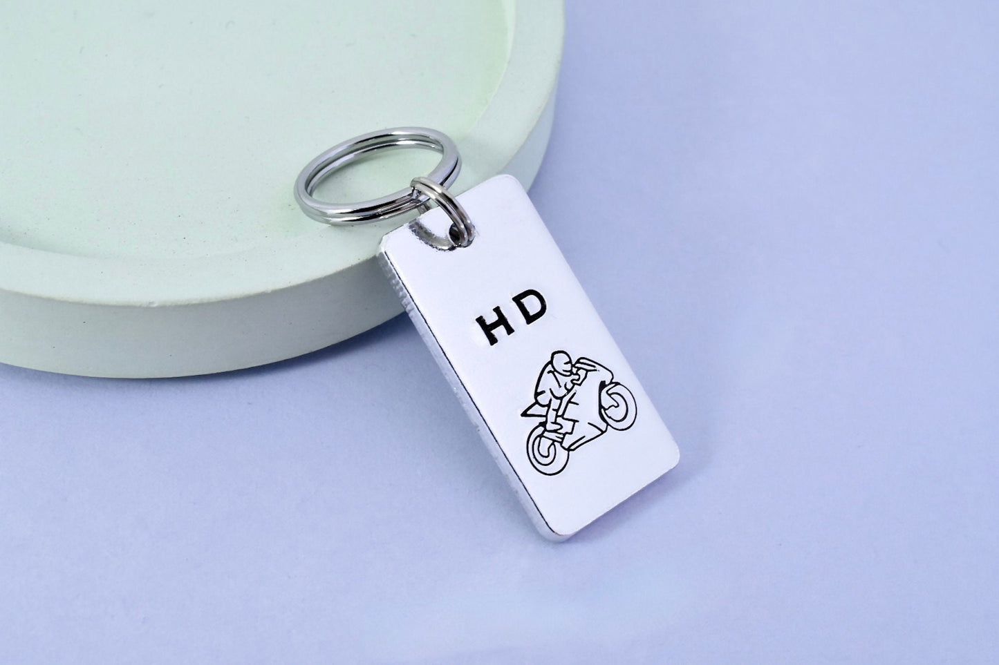 Personalised Motorbike Keyring • Motorcycle Key Ring • Personalised With Biker Initials • Superbike Fan • Motorcyclist Gift • Bikie Gift