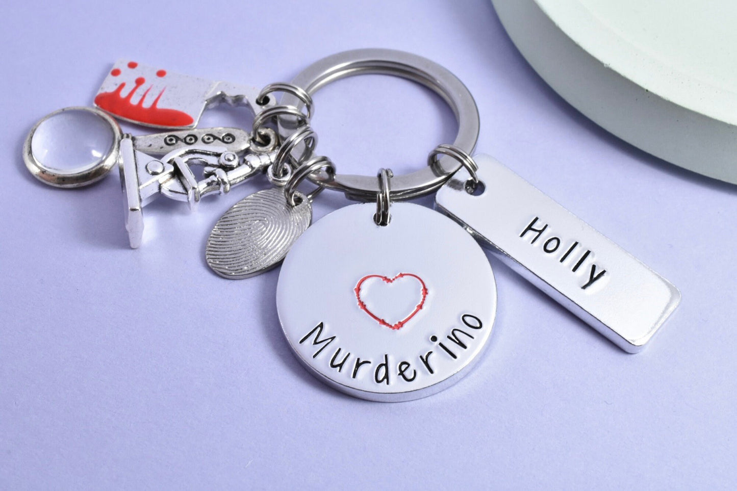 Murderino Keyring • Personalised True Crime Fan Key Chain • True Crime Enthusiast Gift • Lover of True Crime Docs Gift