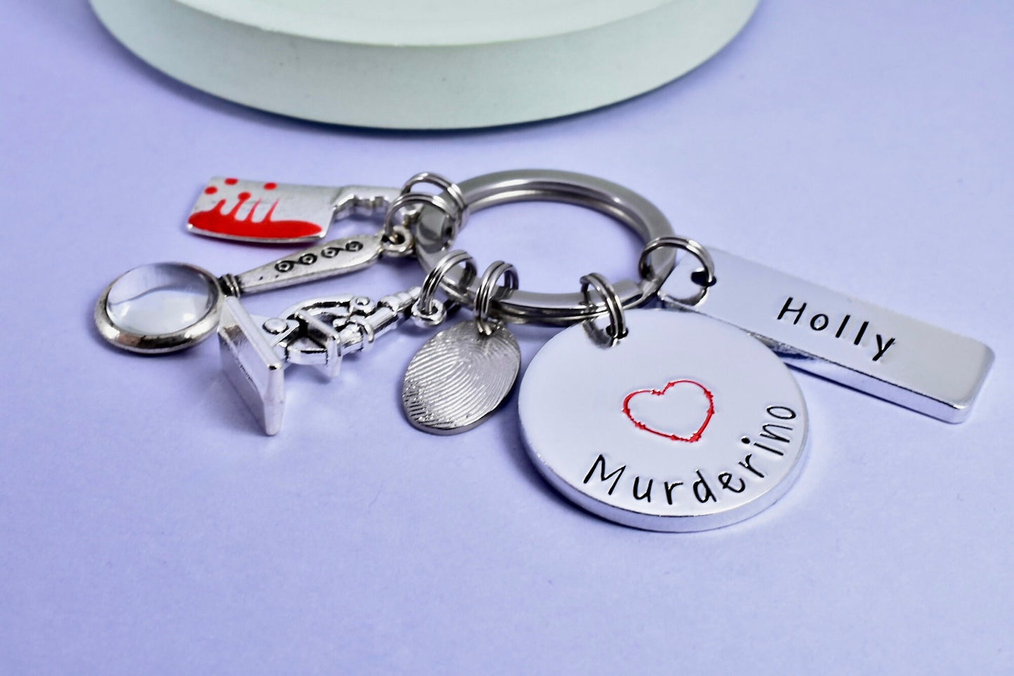 Murderino Keyring • Personalised True Crime Fan Key Chain • True Crime Enthusiast Gift • Lover of True Crime Docs Gift